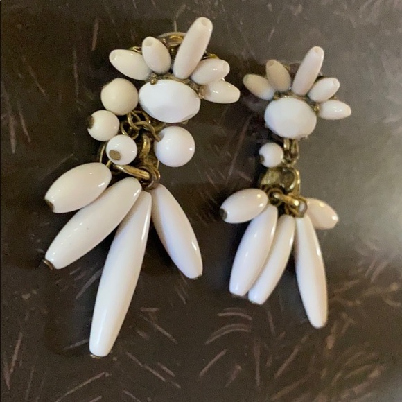 Earrings; White Gems; Beads; Dangle; Drop Earrings - Picture 3 of 5